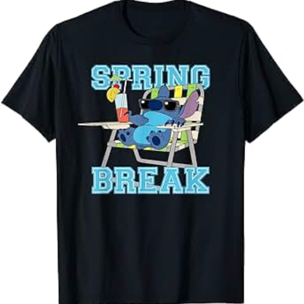 Disney Stitch Beach Chair Chill Spring Break Graphic T-Shirt Size XXL